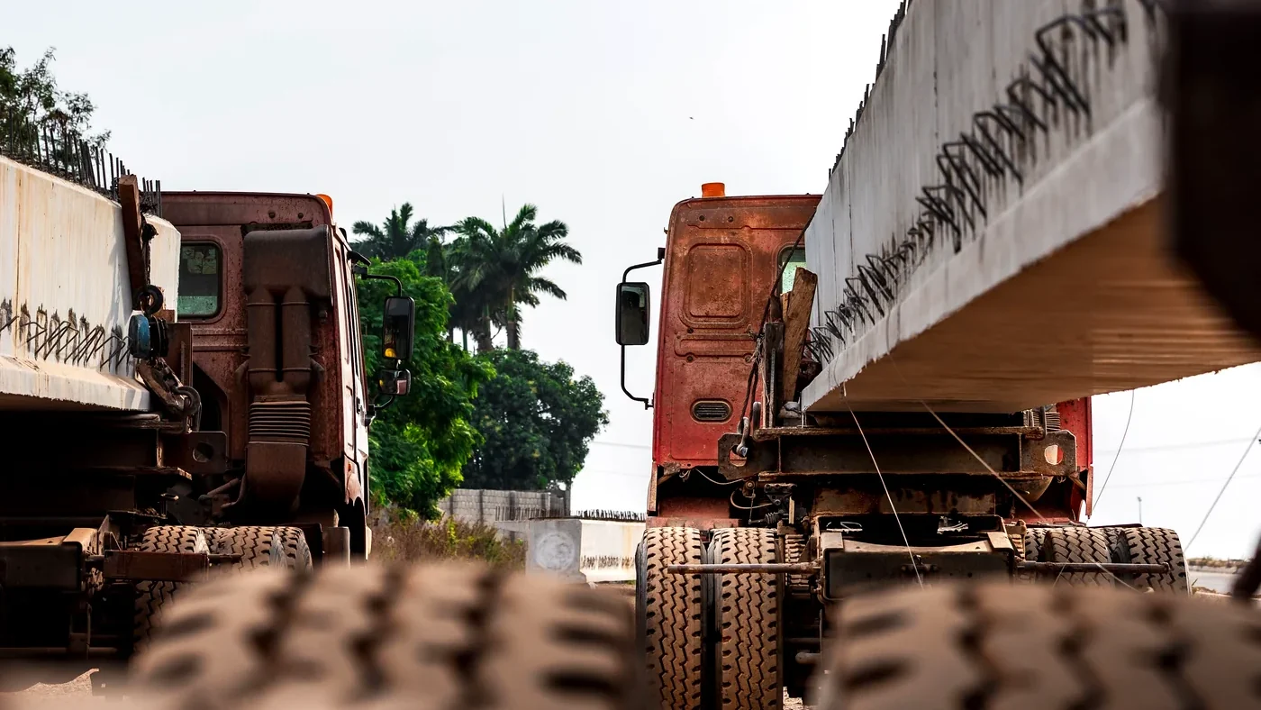 FG Onyenwe haulage trucks carrying precast concrete beams